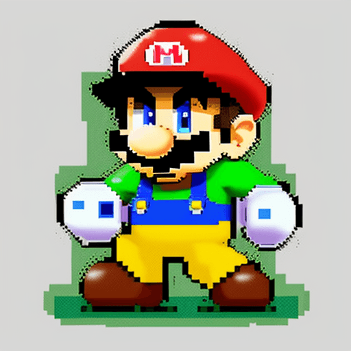AI generated: Mario Bros estilo Pixel Art metiendo un gol
