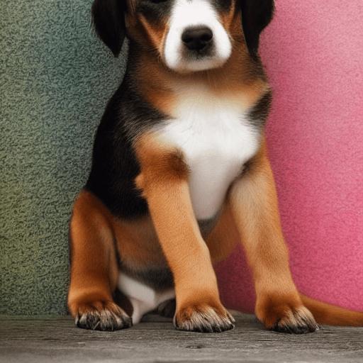 AI generated: La imagen muestra a un cachorro adorable con un estilo elegante de un experto en informática, en un ...