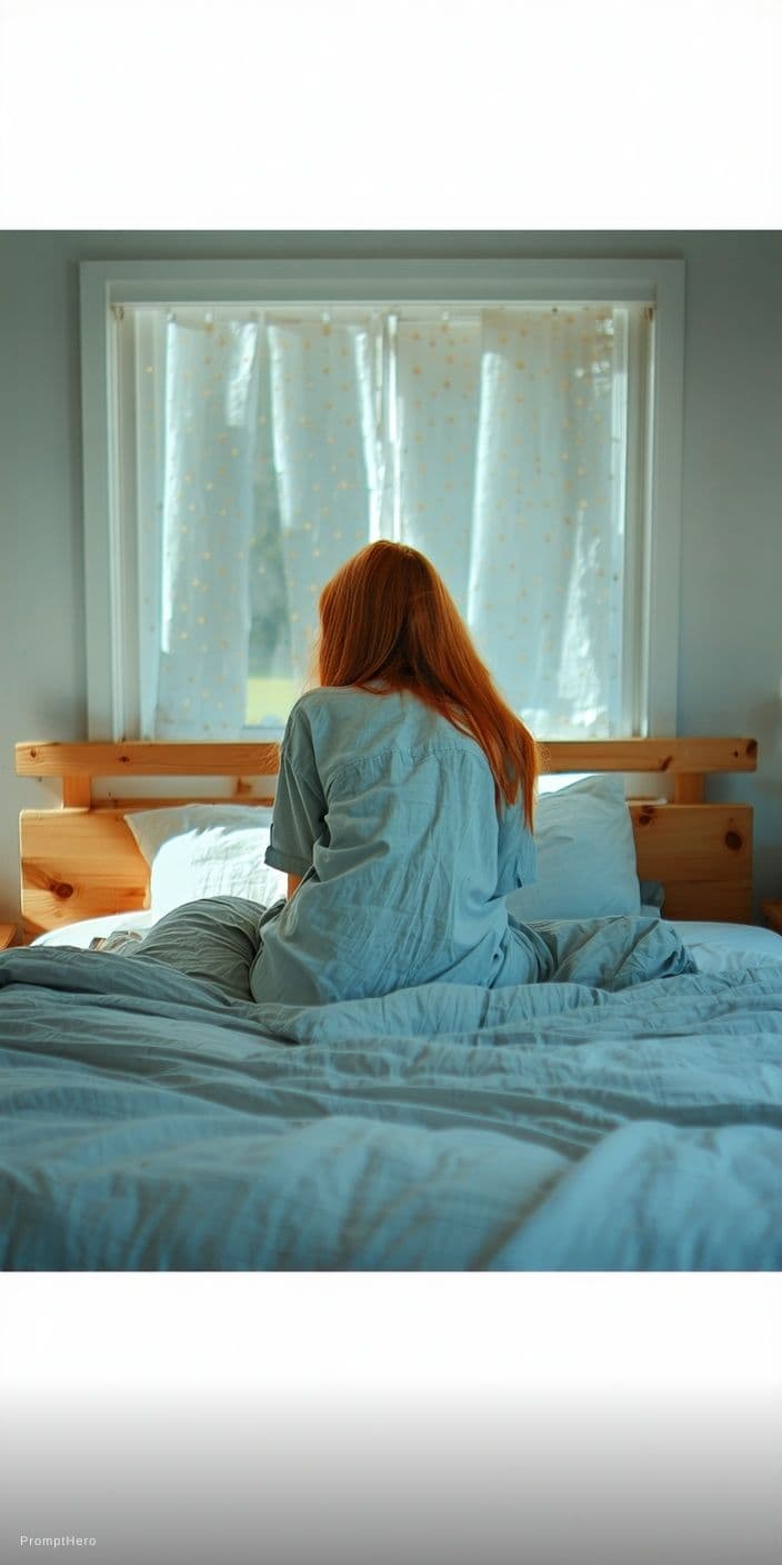 AI generated: A photorealistic, high-detail image of a woman with long, flowing copper hair, seen from a rear view...
