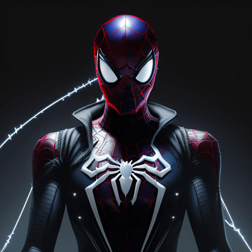 AI generated: Create an ultra-high-resolution portrait of a cyberpunk-themed Spiderman, exquisitely clad in The Sp...