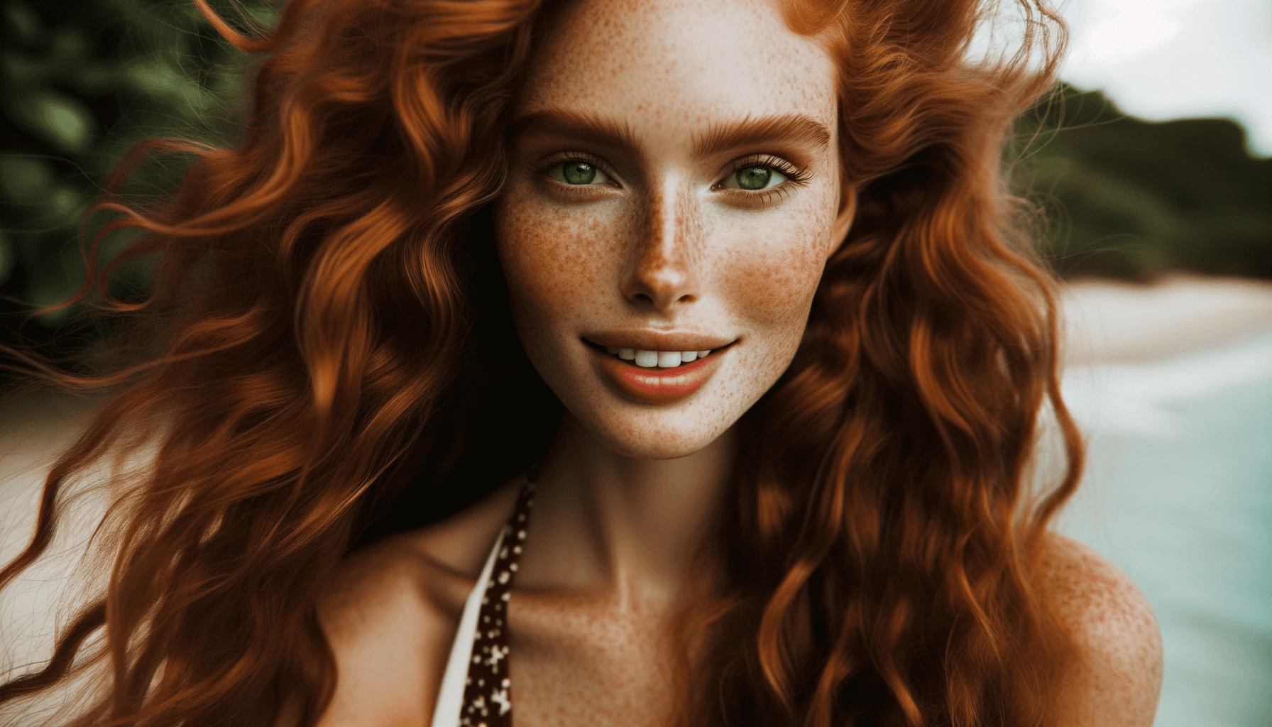 AI generated: Close-up photo capturing the allure of a breathtaking model with a goddess-like aura. Her stunning r...