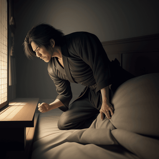 AI generated: Dramatic japan movie man fighting for daughter bed guys. movie frame, cinema, cinematic, cinematic l...