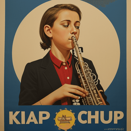 AI generated: A poster of a european clarinet that says exactly 
"Keep your chin up!"