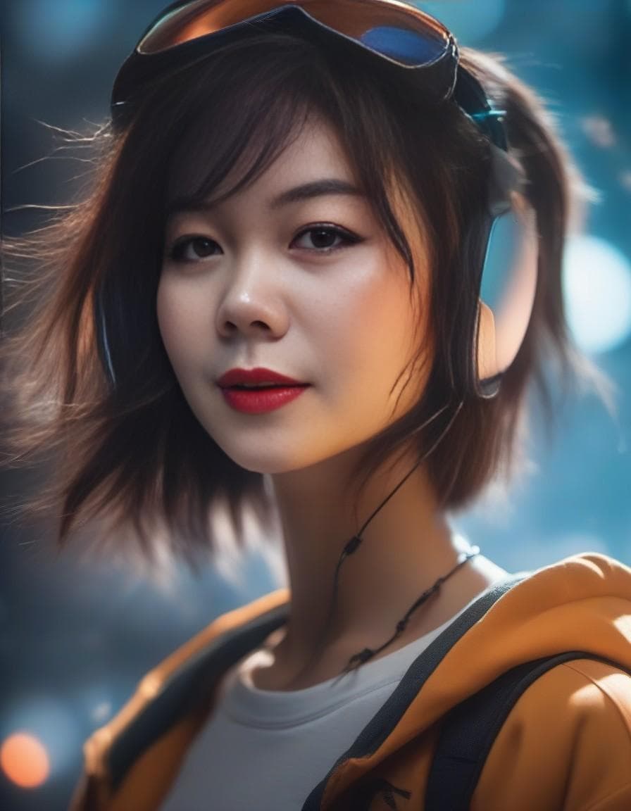 AI generated: dreamscape beautiful young, thin, fit, short messy hair, intrincate details, baggy pants, t-shirt, (...
