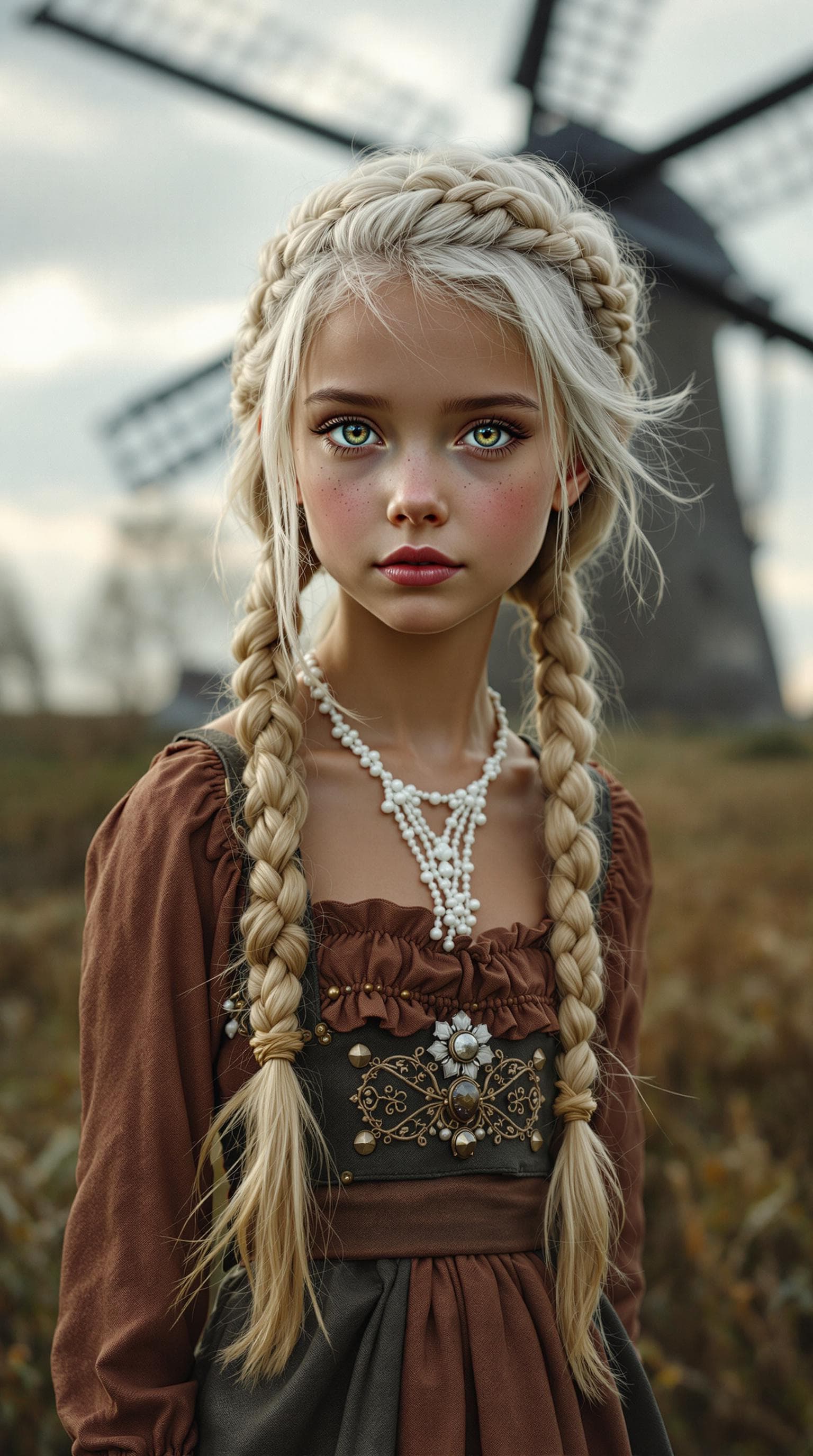 AI generated: a professional photo of a exceptionally of the most beautiful Dutch girl (age 11) in the world, show...