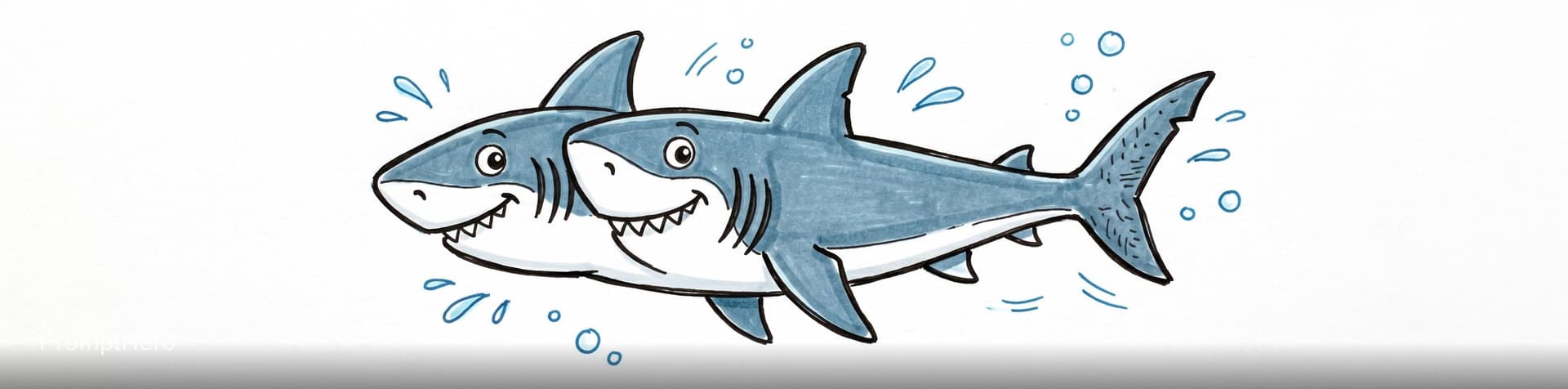 AI generated: Un dibujo el fondo blanco y un tiburon de 2 cabezas un dibujo estilo Cartón Simple