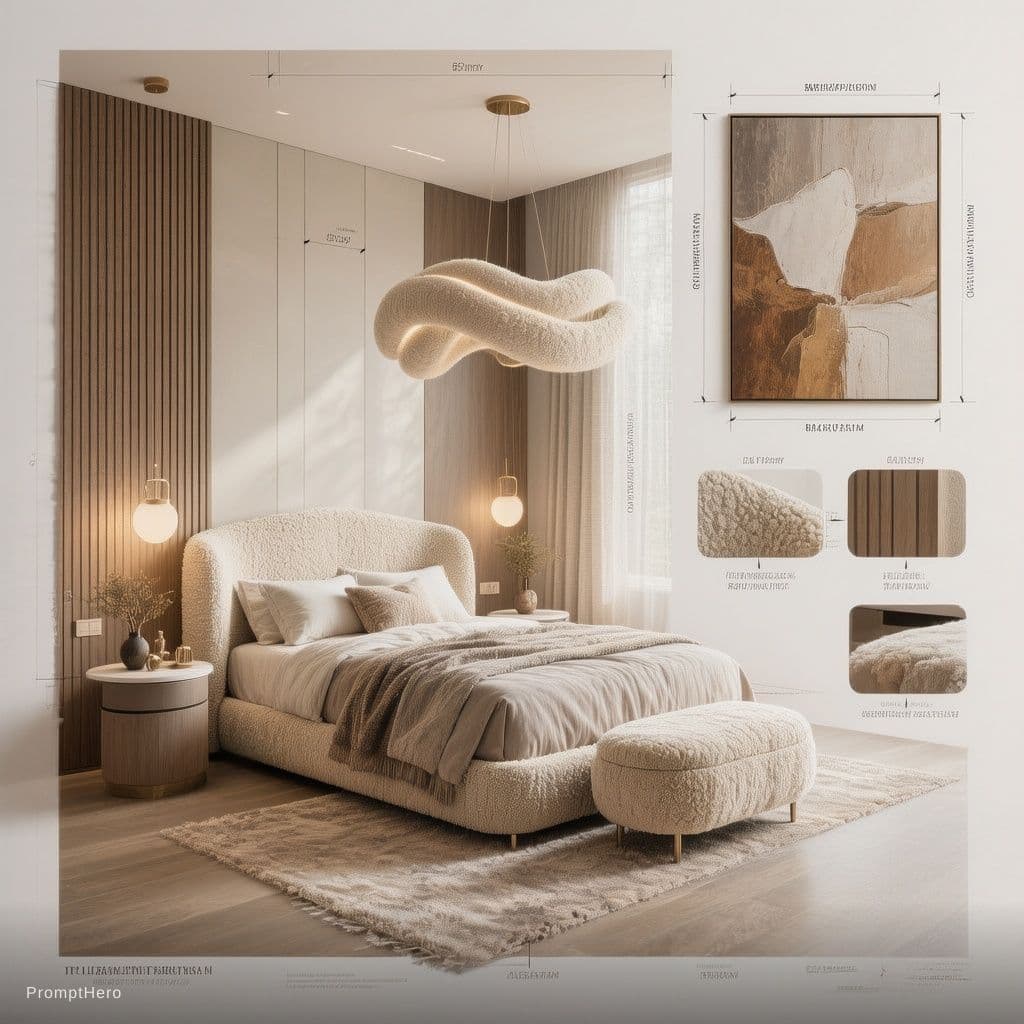 AI generated: Create a professional interior design presentation board in the style of an architectural concept sh...