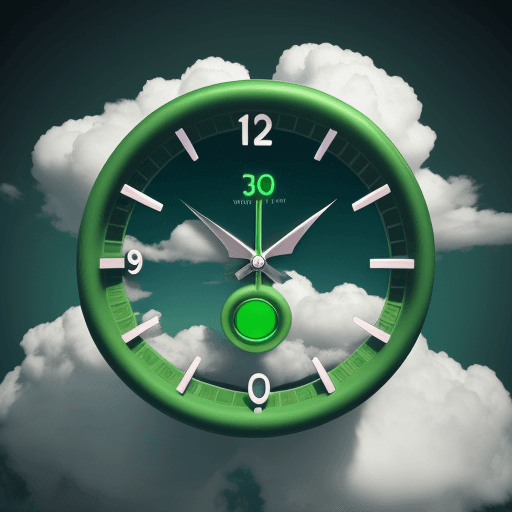 AI generated: 3d clock,cloud,4k,green