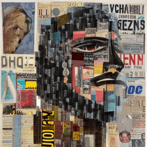 AI generated: A mid-century modern collage, made of random shapes from fashion and science magazines and text book...