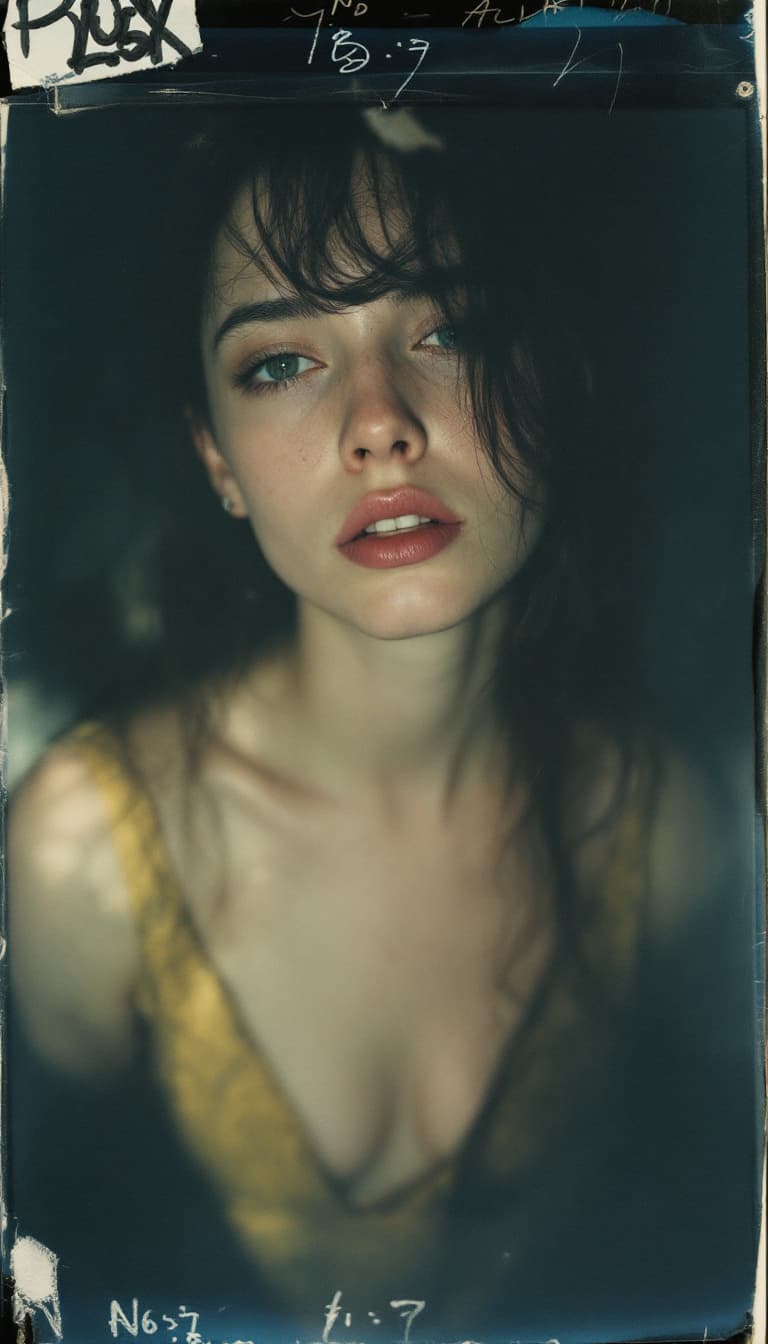AI generated: woman, old polaroid photo, sad mood