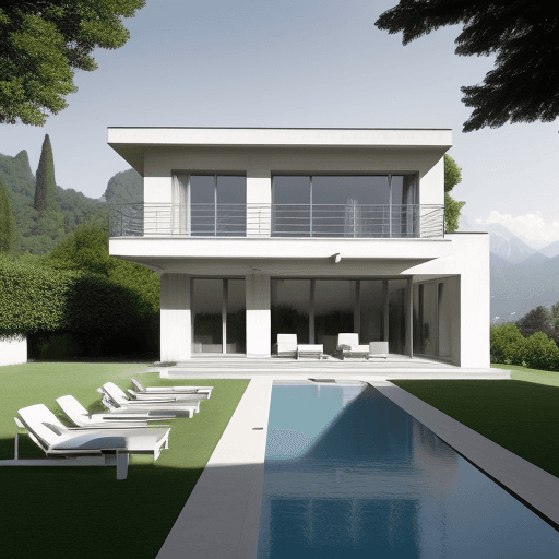 AI generated: provide any image of Le Corbusier buildings, villa Savoy updated and conceptualized for the 21    ce...