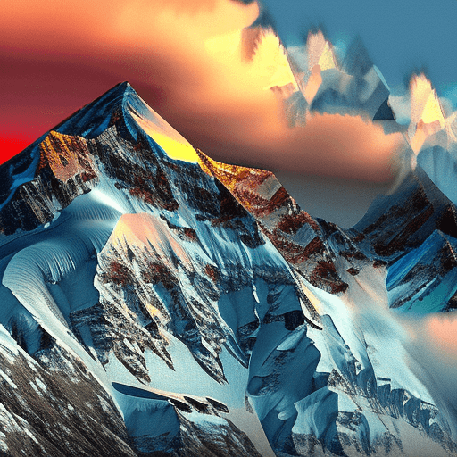AI generated: Mount Everest, in the style of illusory wallpaper, colorful realism, modular, intense close-ups, uhd...