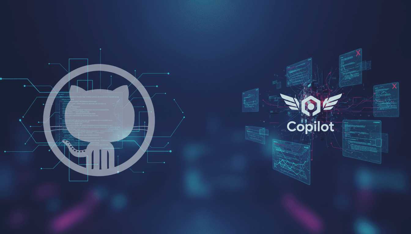 AI generated: Prepare a background image for a presentation on "github - what it is" and "github Copilot - what it...