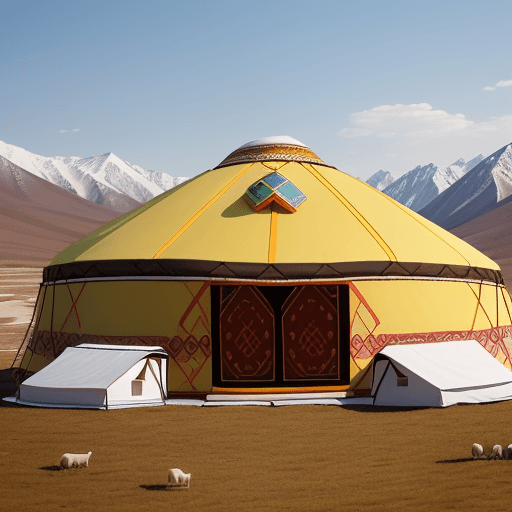 AI generated: Kazakh traditional architectural yurt, modern architecture, ultra high-quality HD format, modern Kaz...