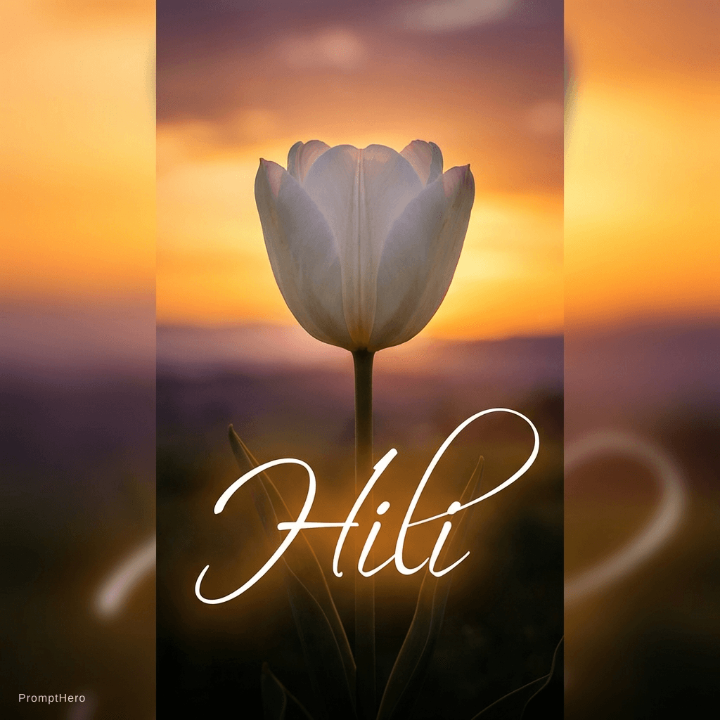 AI generated: Create a phone wallpaper that has a beautiful white tulip with a sunset in the background and put th...