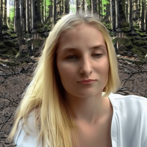 AI generated: beautiful young woman with the blonde hair in forest, crying, dick fucking pussy, covered in cum
