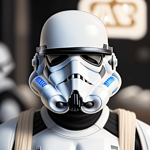 AI generated: Hyper realistic close-up of a stormtrooper from the movie "Star Wars" cyberpunk style weared in stre...