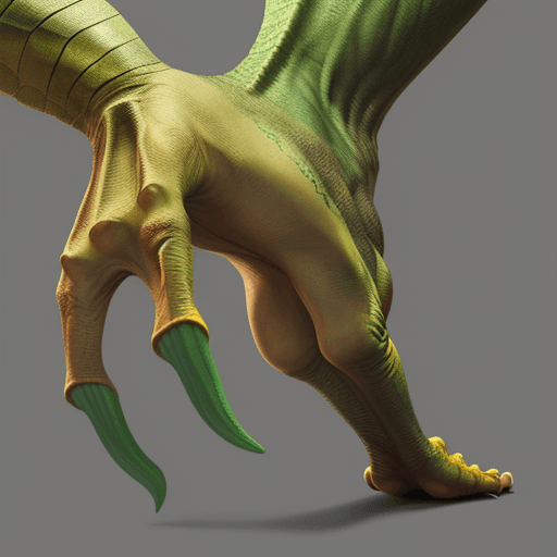 AI generated: a human foot similar to a dinosaur's foot with reptile claws instead of human nails