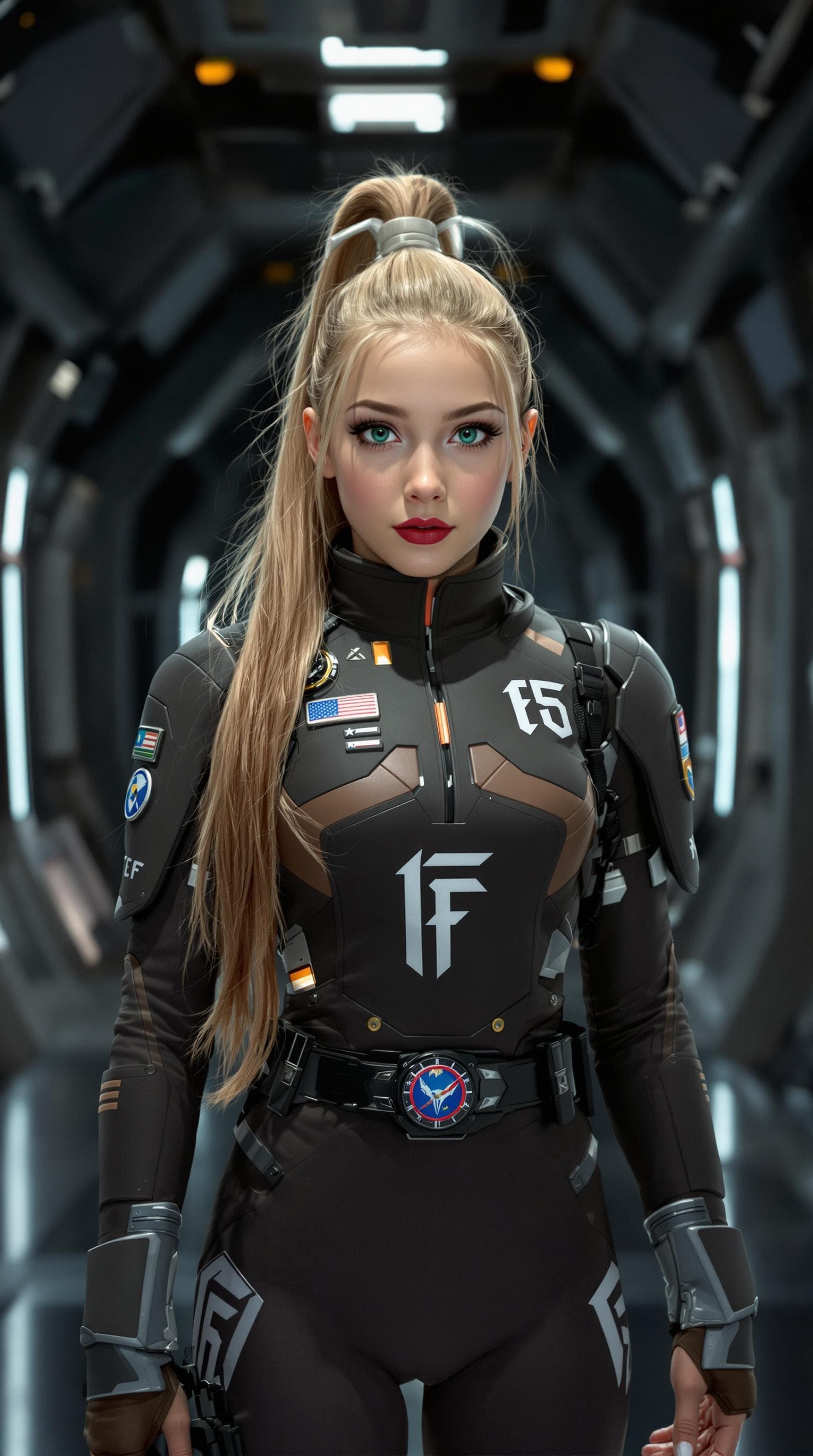 AI generated: a professional photo of a exceptionally of the most beautiful (seven year old) United State Space Fo...