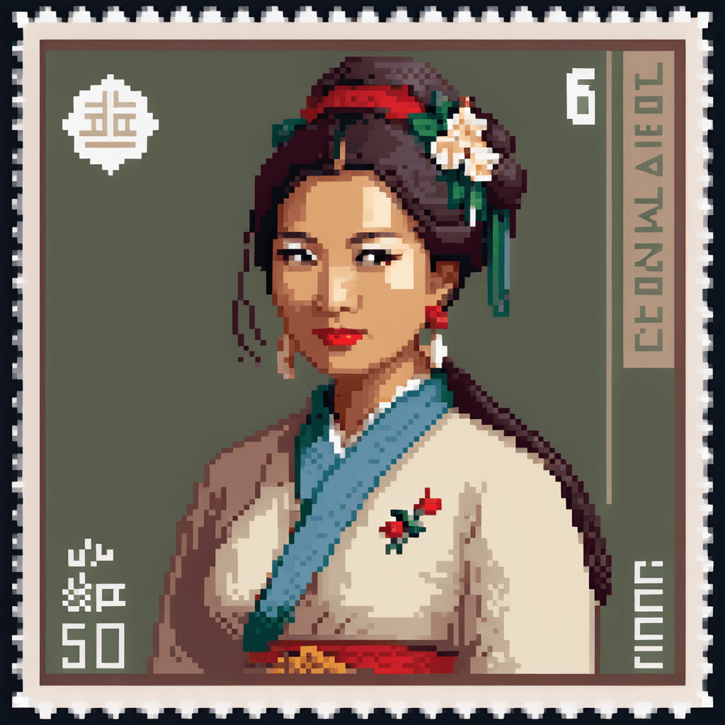 AI generated: An asian woman, 64 bits Pixel Art