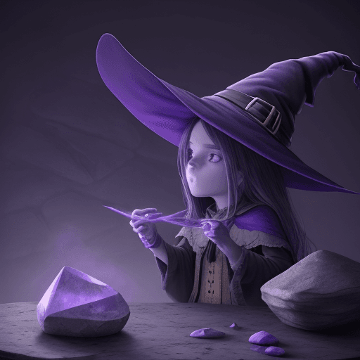 AI generated: witch craft, illüstration, draw, stone, wallpaper, blue, purple sky
