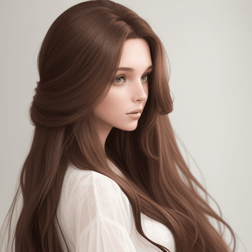 AI generated: woman, long flowy brown hair, sheer 