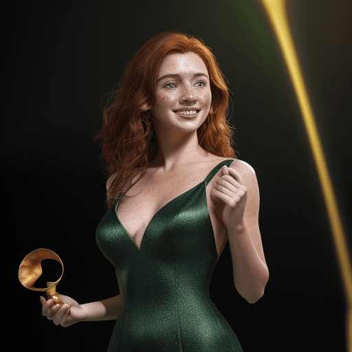AI generated: A fair-skinned woman with freckles and green eyes, her wavy auburn hair cascading down her shoulders...