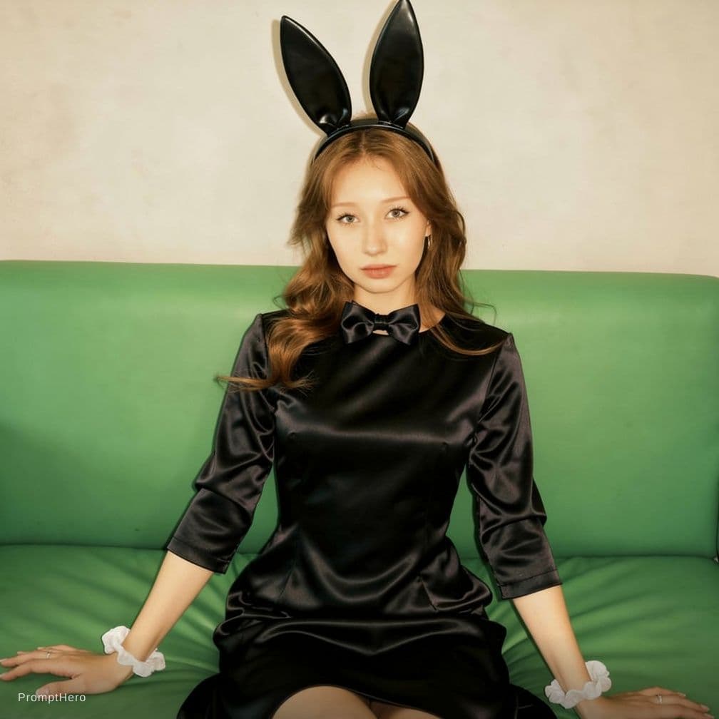 AI generated: Female wearing playboy bunnysuit costume