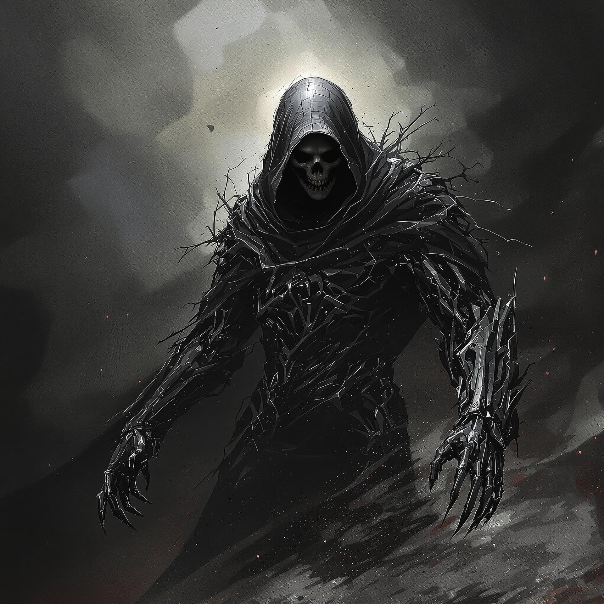 AI generated: portrait of a cyborg Grim Reaper, expressionism, gloomy, epic scene, majestic, emotionally profound,...