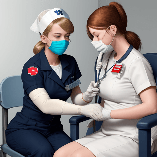 AI generated: Navy nurse caring for a burn patient