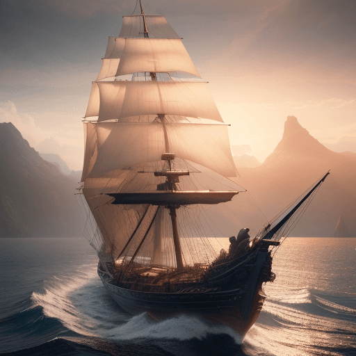 AI generated: Photo of a ultra realistic sailing ship, dramatic light, pale sunrise, cinematic lighting, battered,...