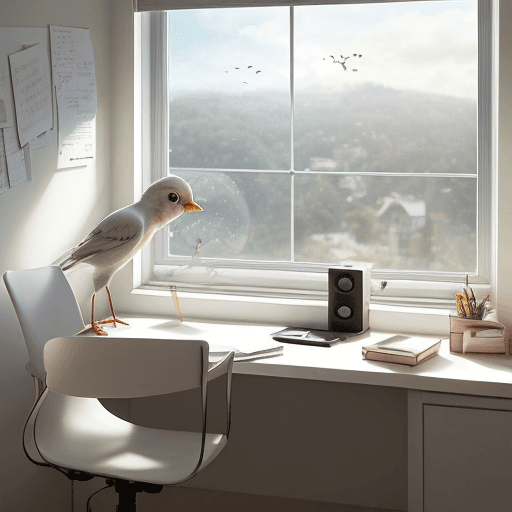 AI generated: 

realistic picture|beautiful heartwarming white desk|window to a beautiful view near the desk|tiny ...