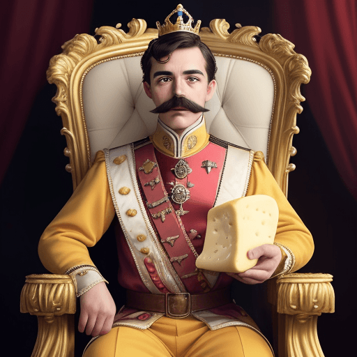 AI generated: The image features a younger man, with a mustache,  He is a king, giving the impression of a wise an...