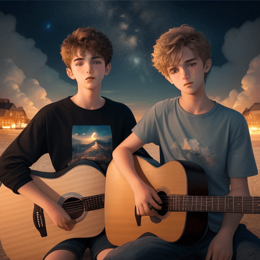 AI generated: two boys, bl, two men, big clouds, twenty age, Ultra realistic, highly detailed,masterpiece, award w...