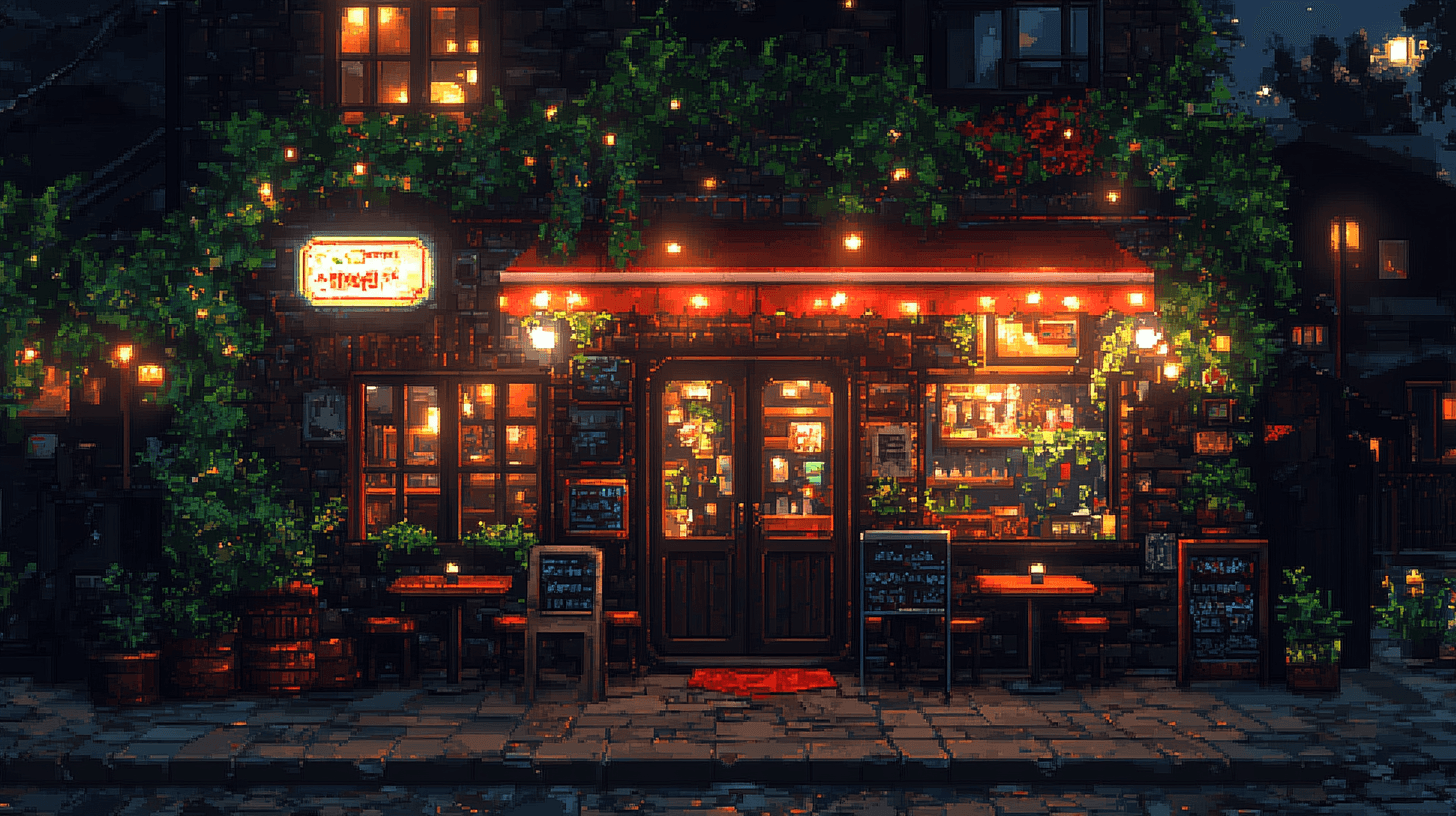 AI generated: pixel art nintendo mtm for xbox live 2. The restaurant,in the style of cute and colorful, fairy tale...