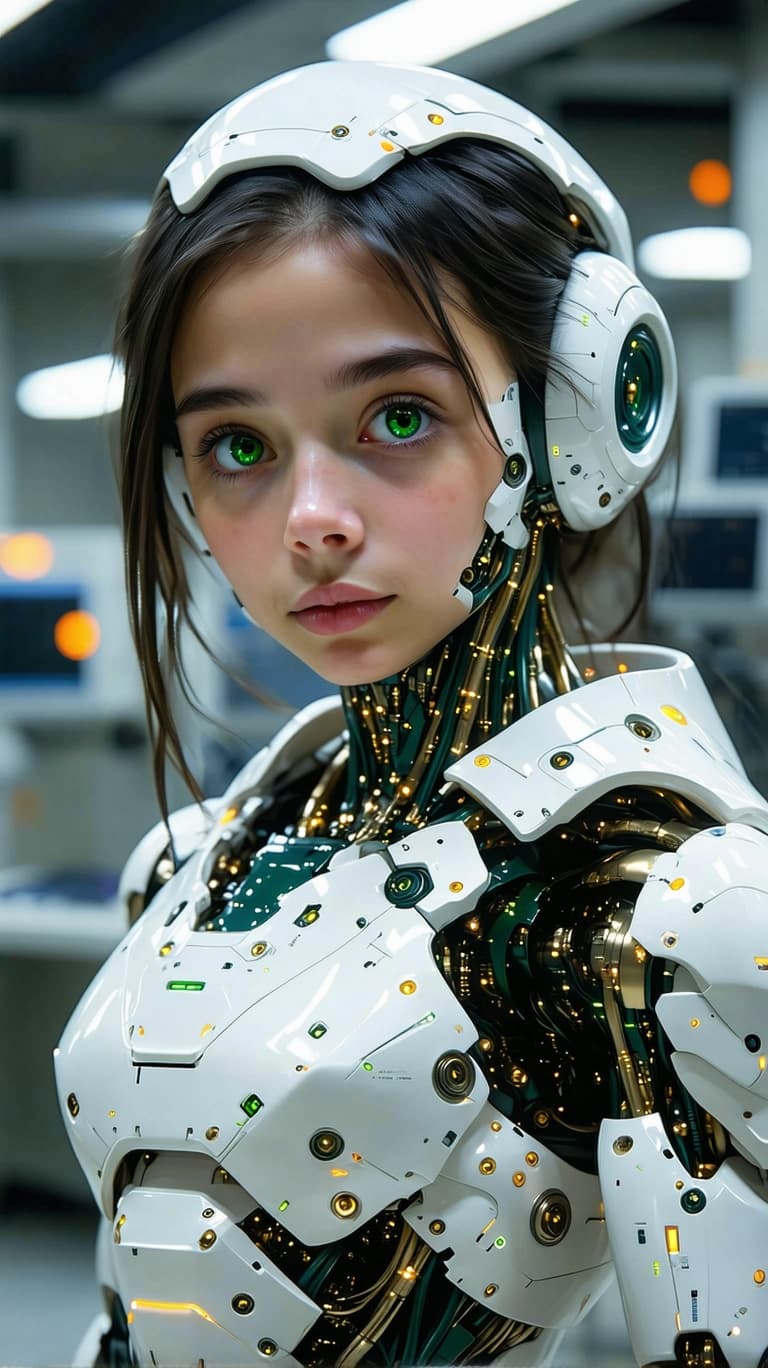 AI generated: exceptionally beautiful tween girl, artificial intelligence robot, (futuristic),(masterpiece), (real...