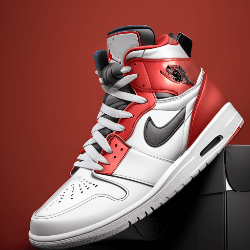 AI generated: high resolution nike air jordan red sport shoes, industrial, white background, studio bright, Nikon ...