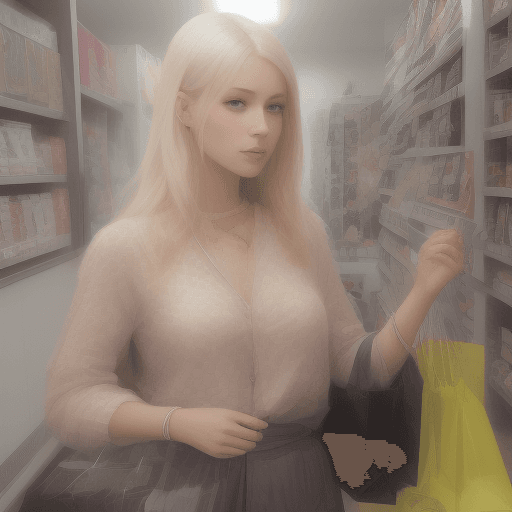 AI generated: danish blonde transgender-female shopping casually