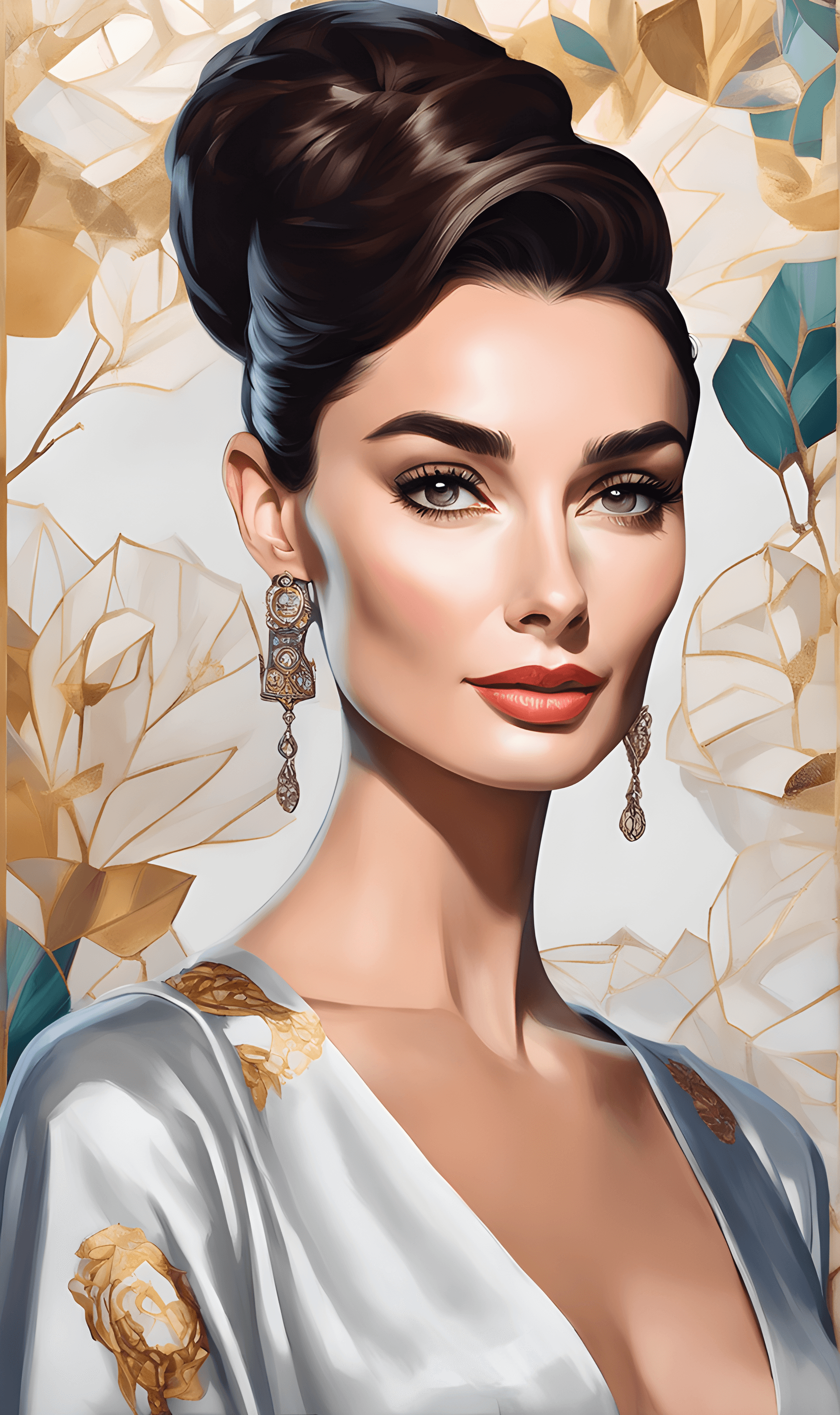 AI generated: solo mid shot portrait photo of [Audrey Hepburn|Rachel Cook] as [Monica Bellucci|Winona Ryder] as a ...