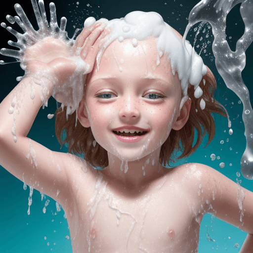 AI generated: create an 8 year old with shampoo splash
