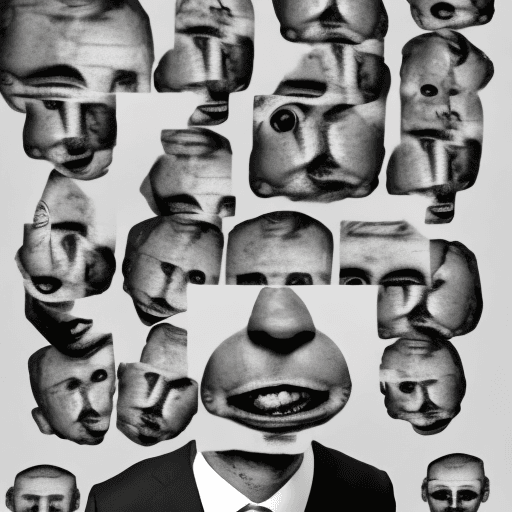AI generated: 
black and white, faces all over the picture starring at you like on cover art of the song by 24kgld...