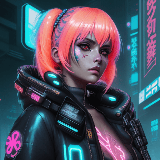 AI generated: kawaii style {style Detailed beautiful neon operator tanned woman, cyberpunk futuristic neon, reflec...