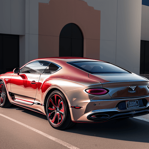 AI generated: Stabile DIffusion ,2024 Bentley Continental GT painted Red with the Civil War Southern Rebel Flag pa...