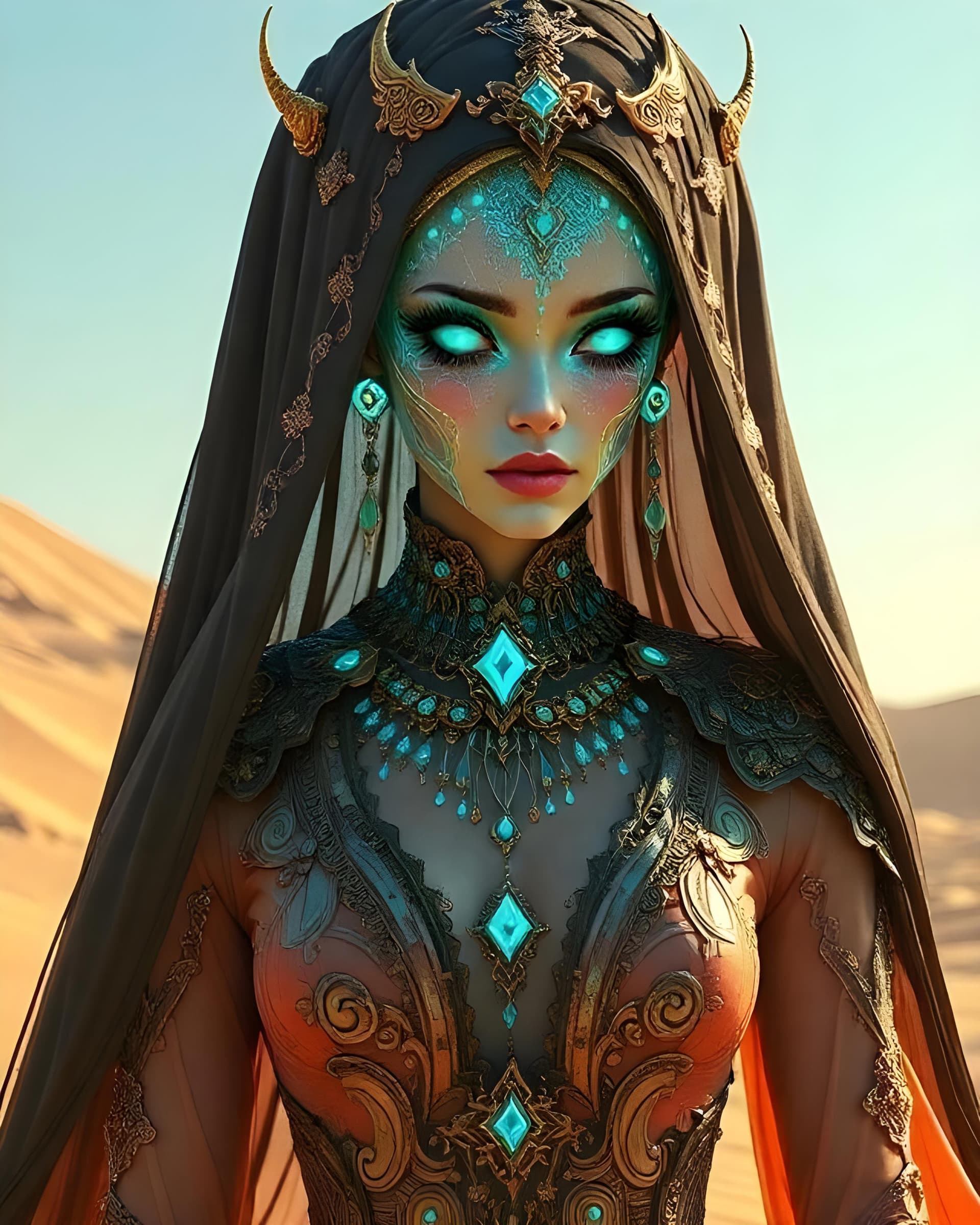 Elegy in Sand and Silk: "Turquoise Oracle of the Dunes