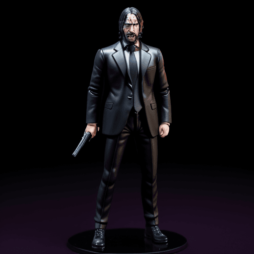 AI generated: john wick as a toy, funko style, full body, 4k, studio lighting, wearing police, 3d
