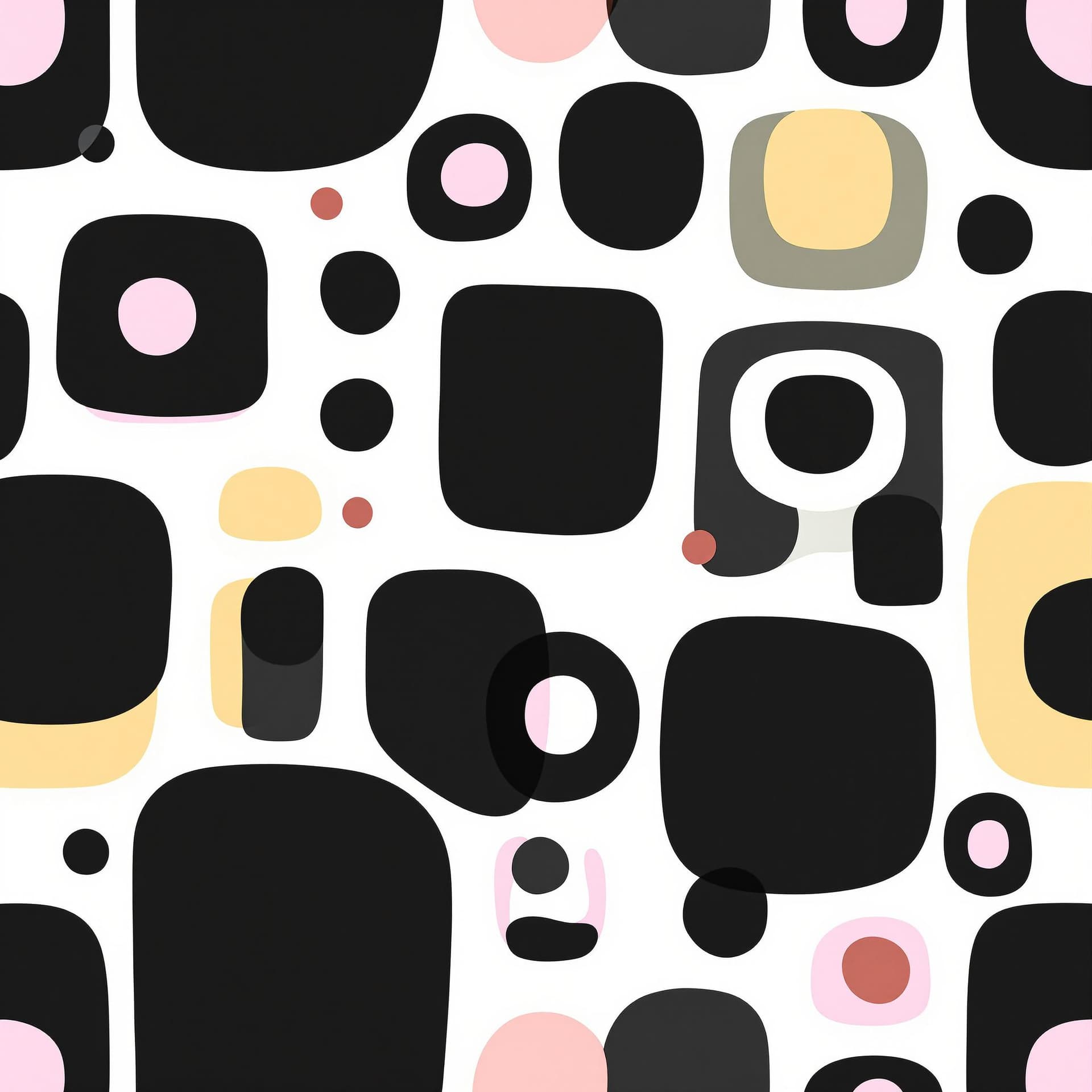 AI generated: Seamless pattern with vibrant and playful 2D flat shapes arranged on a crisp white background. the v...