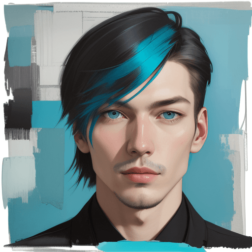 AI generated: print collage of a man's face, in the style of josef kote, grunge beauty, dain yoon, cyan and blue, ...