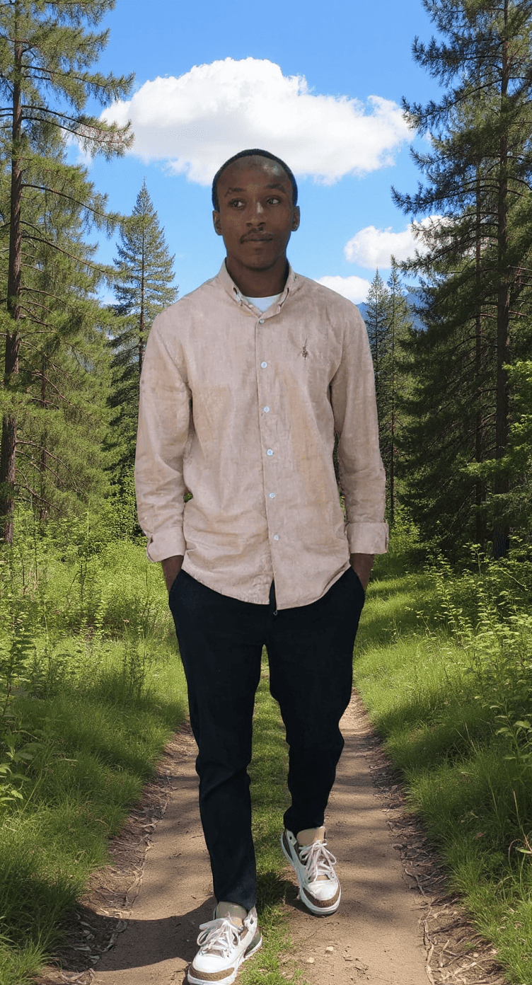 AI generated: Put it in the shining day in between the forest with a cloud, which is blue.