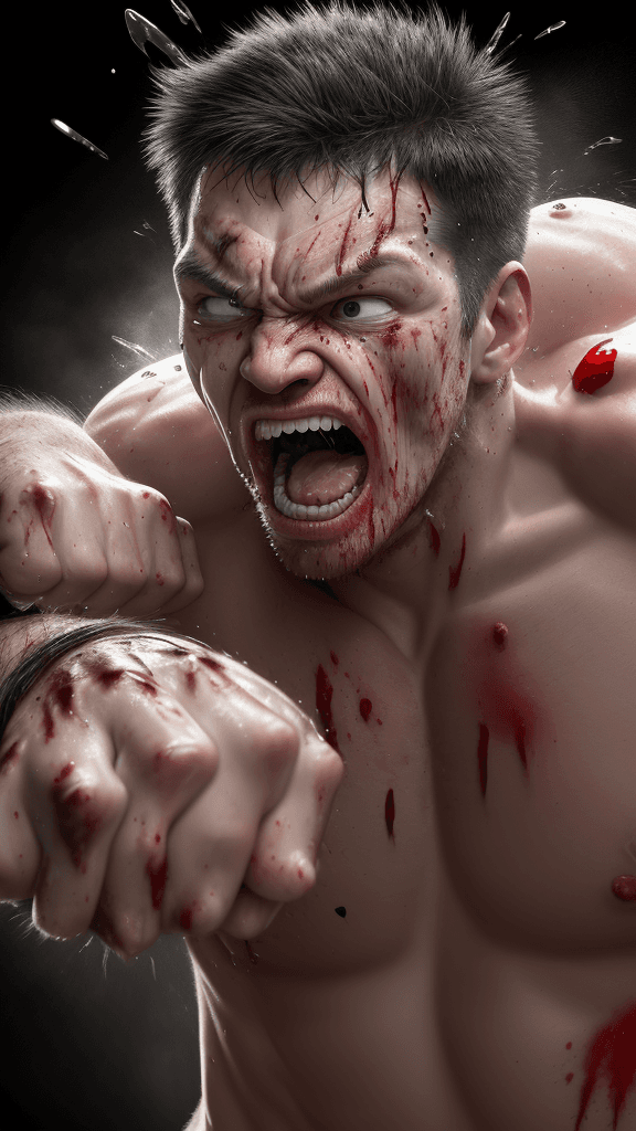 AI generated: (best quality,8k,16k,4d UltraHD:1.2),a bare knuckle fist driving through my face,knockout,bloody bru...