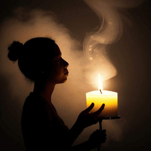 AI generated: Is that a woman's silhouette formed by the smoke of the candle